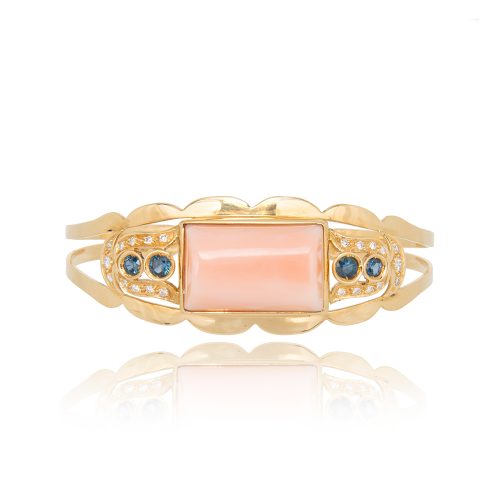 Bracciale Princess in Oro Giallo con Carrè in Corallo Rosa