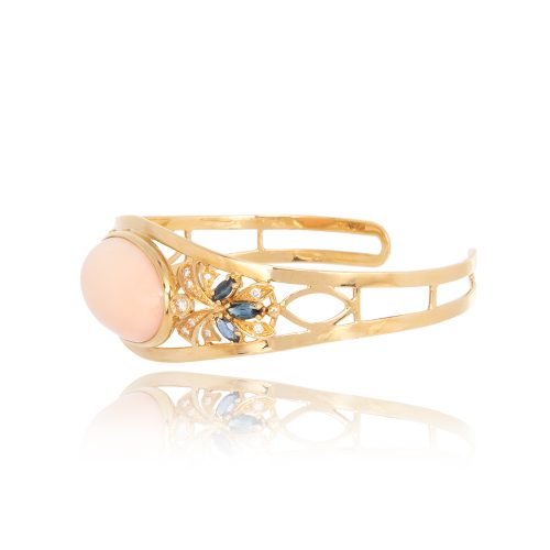 Bracciale Princess in Oro Giallo con Ovale in Corallo Rosa