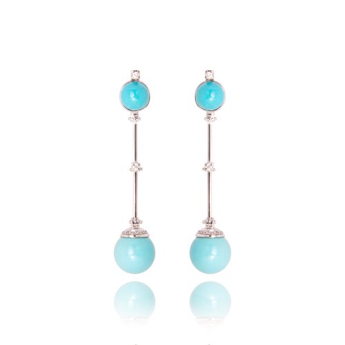 Orecchini Chic misura media con sfere e perette in Turchese