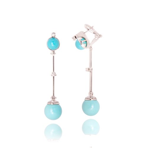 Orecchini Chic misura media con sfere e perette in Turchese