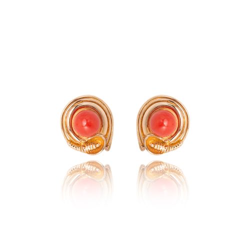 Designer: Demaret<br> Orecchini Serpente a Sonagli in Corallo Rosso