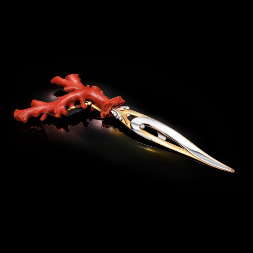 Tagliacarte con ramo corallo