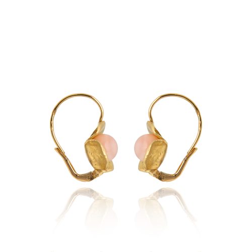 Orecchini Nature a Fiore con Sfere in Corallo Rosa Pacifico